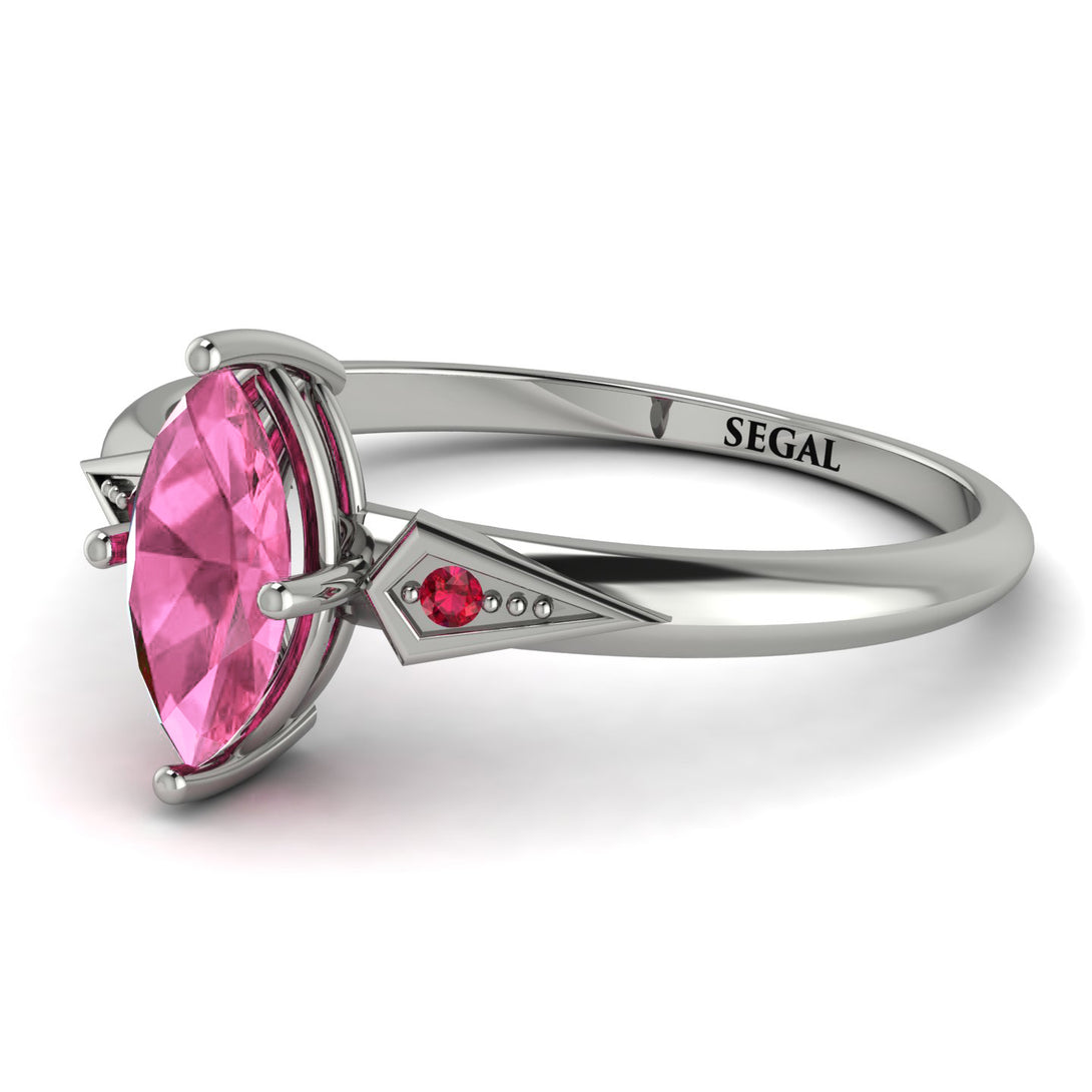 Marquise Pink Moissanite Geometrical Engagement Ring - Reese No. 812